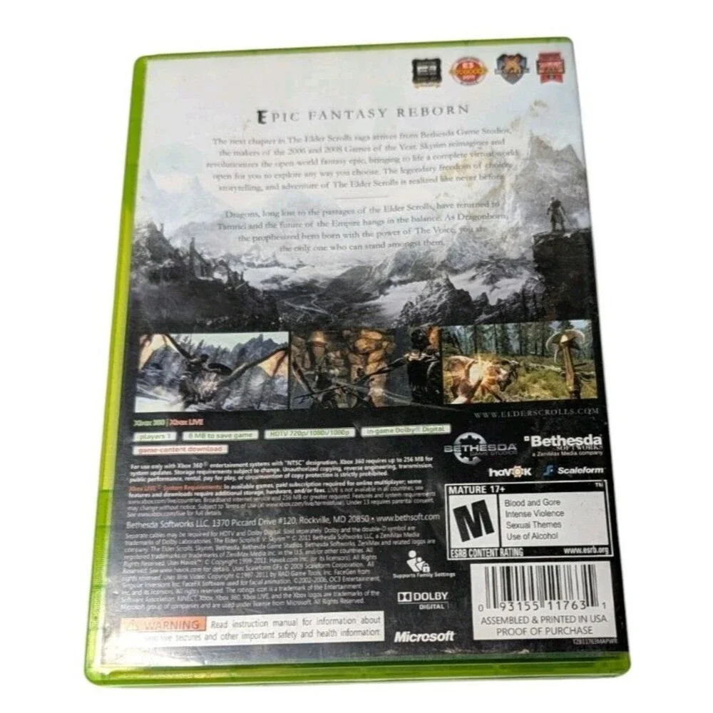 The Elder Scrolls V Skyrim (Microsoft Xbox 360, 2011) Black Label CIB w Manual